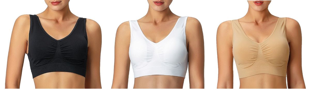 Women Seamless Sport Bra Yoga Bra Stretchy Removable Pads Wireless - Pack 3