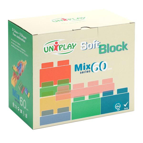 Greenbean Jumbo Educational Soft Blocks Mixed Box: 60 Pieces
