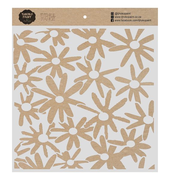 Tjhoko Paint Stencil - 30x30cm - Daisy Flowers