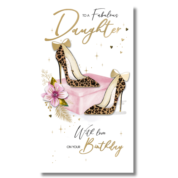 Daughter Birthday card - Leopard print heels