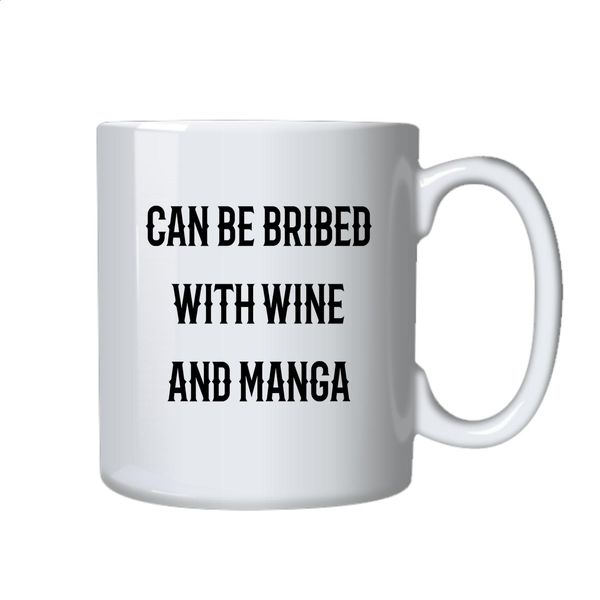 Wine and Manga Coffee Mug - Best Funny Novelty Cup Gift Ideas for