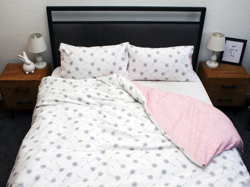 Humble Saffa - 100% Cotton Percale Duvet Cover - Pink Dandelion