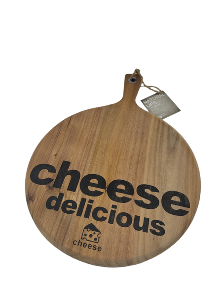 Natural Life "Delicious Cheese" Cheese Cutting &amp; Serving Wooden Board