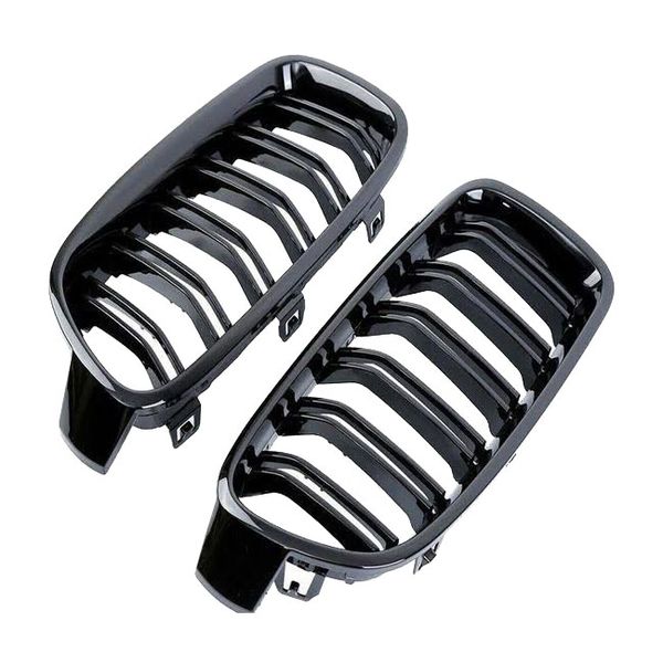 Double Slate Kidney Grill - Gloss Black Compatible with BMW F30