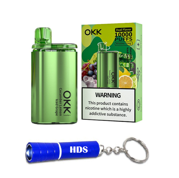 OKK 10000 Puff 35mg Vape - Cucumber Lemon &amp; Iced Grape with HDS Torch