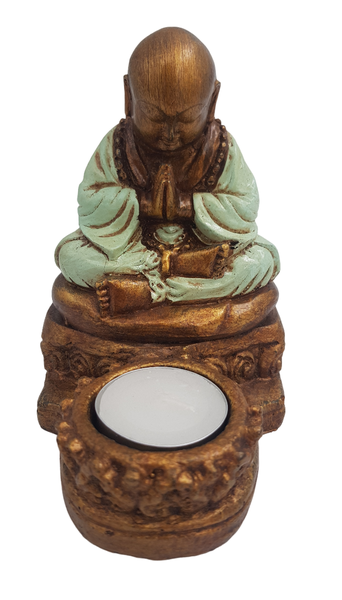 Candle Holder Shaolin Resin Buddha with T-Light - 12cm