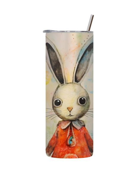 Small 20 Oz Tumbler with Lid and Straw Easter Graphic Design Present 083