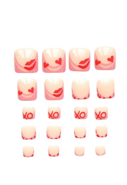 Cherry Pink Press-On Toe Nails - 24-Piece | Cute Red Detail