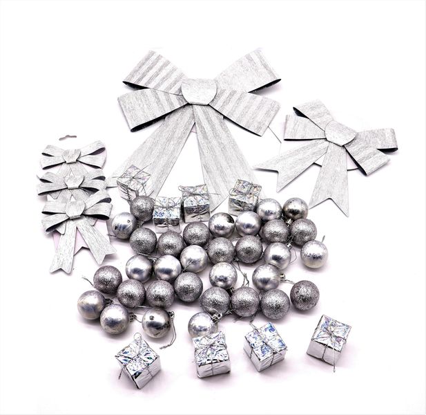 Christmas Ball Ornaments Christmas Tree Hanging Decorations - 45PCS SILVER