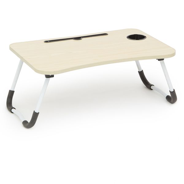 PowerUp Foldable Laptop Stand with Cup Holder - Wood