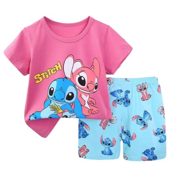 Kids Stitch Pajamas - Summer Korean Style Short Sleeve &amp; Shorts Set