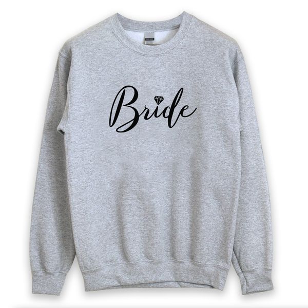 Bride Logo Regular Fit Grey Sweater for Weddings