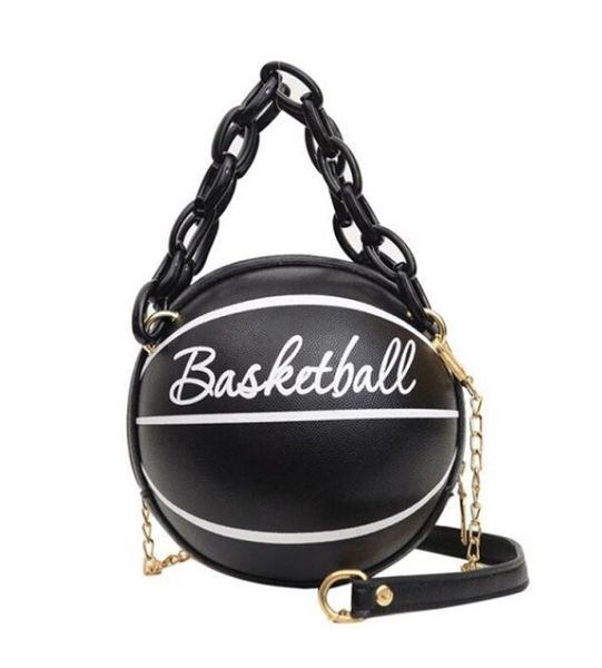 Basketball Shape Hand Bag Fashion - Black