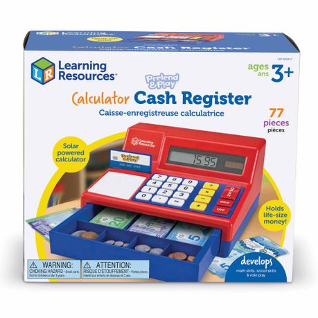 Learning resources pretend and play calculator clearance cash register with uk play money