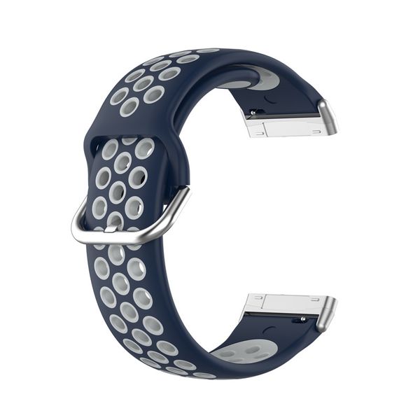 Silicone Sports Strap for Fitbit Versa 3 / Versa 4 -Dark Blue &amp; Grey