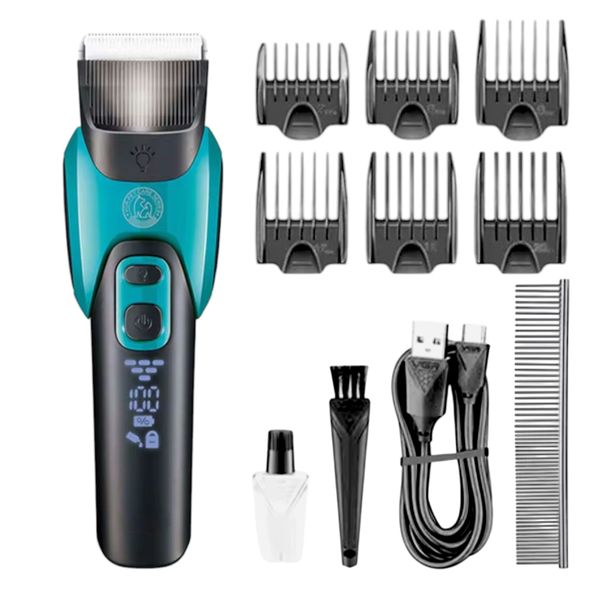 6-Guard Pet Hair Trimmer | Cat &amp; Dog | LED Light &amp; Display | USB Charge