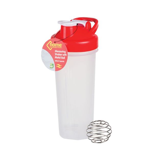 Measuring Shaker - With Metal Ball - Red &amp; Opaque - 600ml - 10 Pack