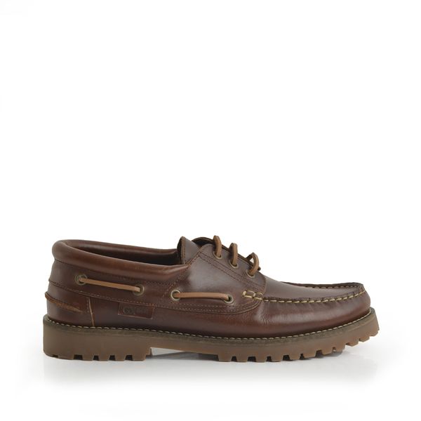 Green Cross 71972 Flat Casual Lace Up Boat Shoe Cognac