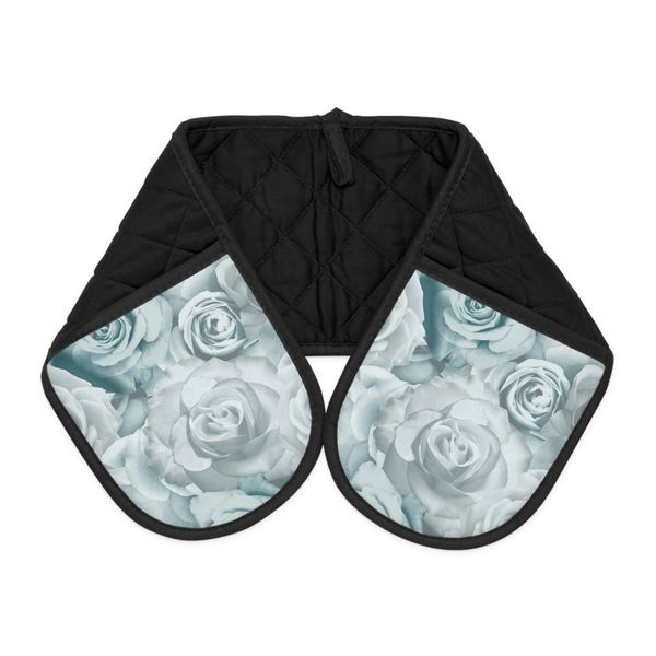 Light Grey Roses Oven Mitts