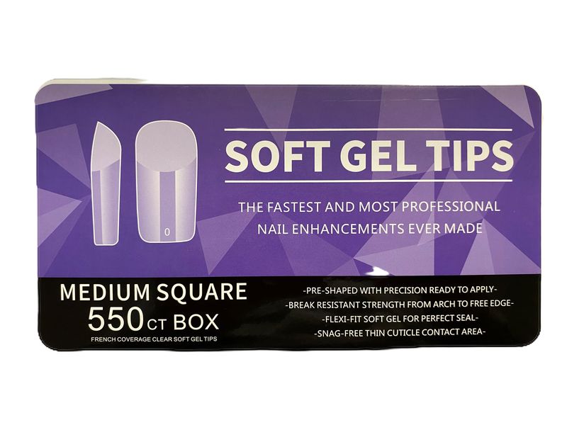 Soft Gel Tips - Full Cover Medium Square - 550 Piece - Nails by Nicole