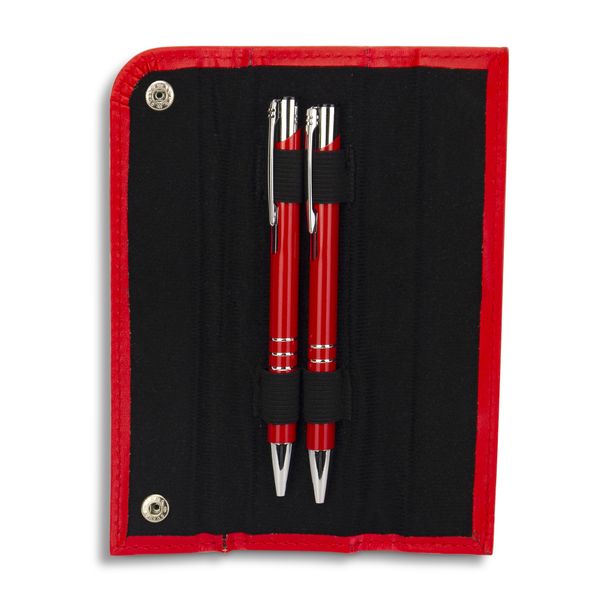 Gemello Pen and Pencil Set With Travel Case - Red - 2 Piece
