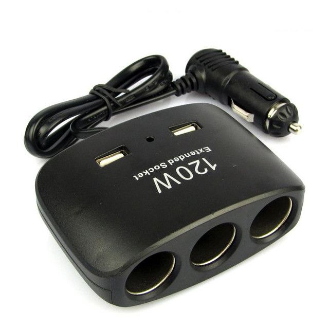 Zigarettenanzünder-Splitter x3 Auto 4x USB QC 12-24V Ladegerät Adapter  Schalter 120W Alogy Schwarz 