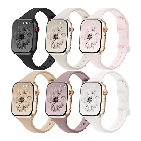 QYNIAL Thin Bands Compatible With Apple Watch 44 45 46 49mm Silicone Strap