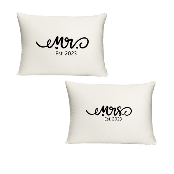 BG - Mr and Mrs Est 2023 Twin Standard Pillow Cases