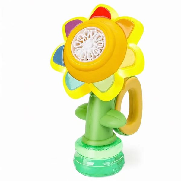 Rechargeable Flower Bubble Guns for Kids LED Lights Blower Blaster Toys