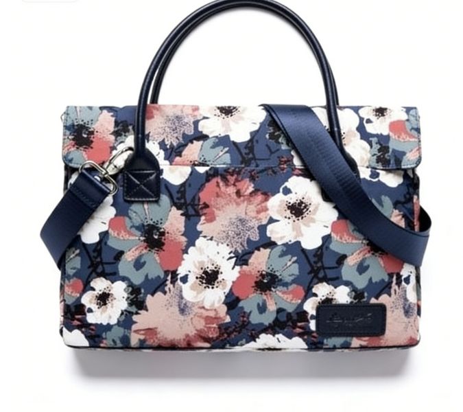 MF2192 Womens Floral Waterproof Canvas Tote Bag, Blue, 15.6-Inch Laptop