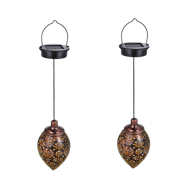 2 Pieces Solar Water Droplet Lamp, Hollow Pendant Light