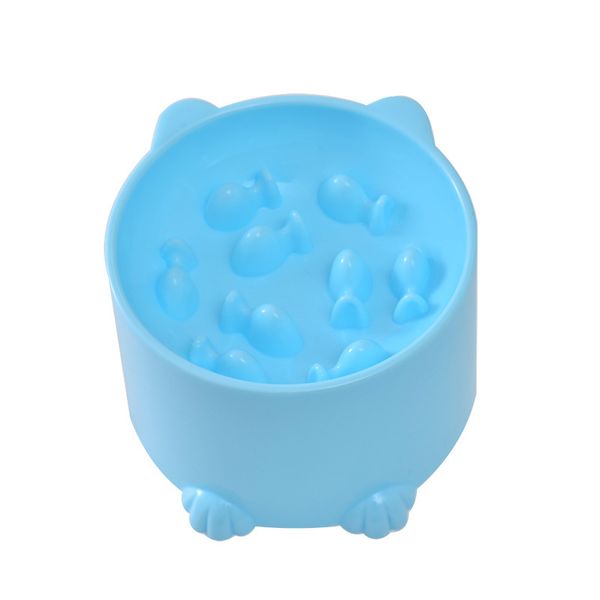 Raised Slow Feeding Cat Bowl, Anti-Gulping Plastic Pet Food Dish for Cats