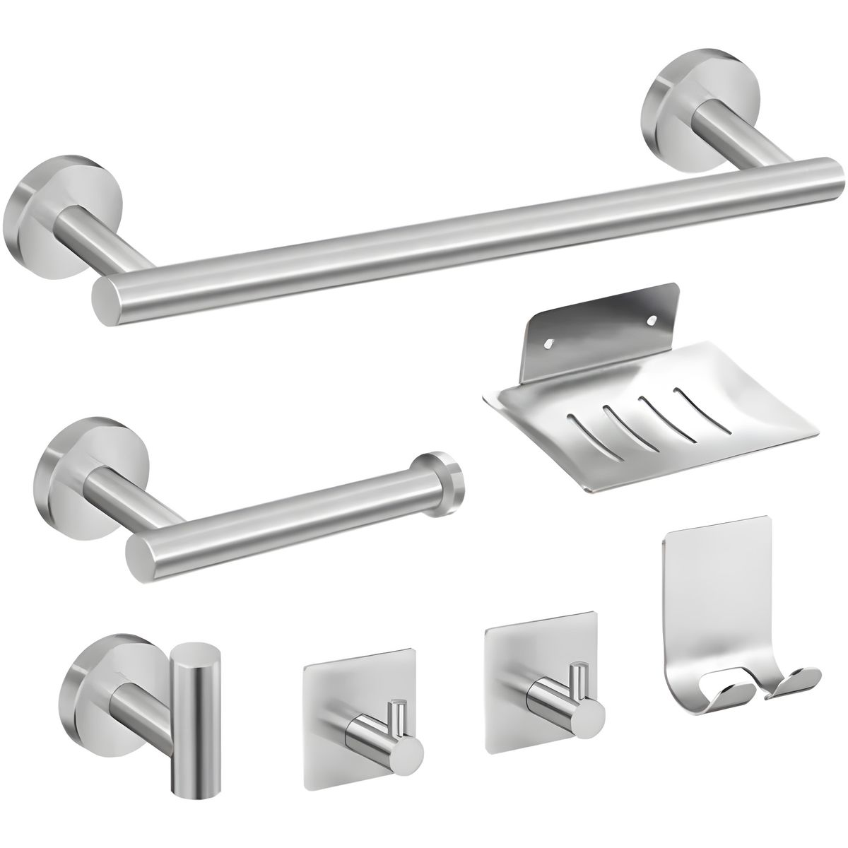 7Pcs 16" Towel Rack Set Wall Mounted Stainless Steel Bathroom