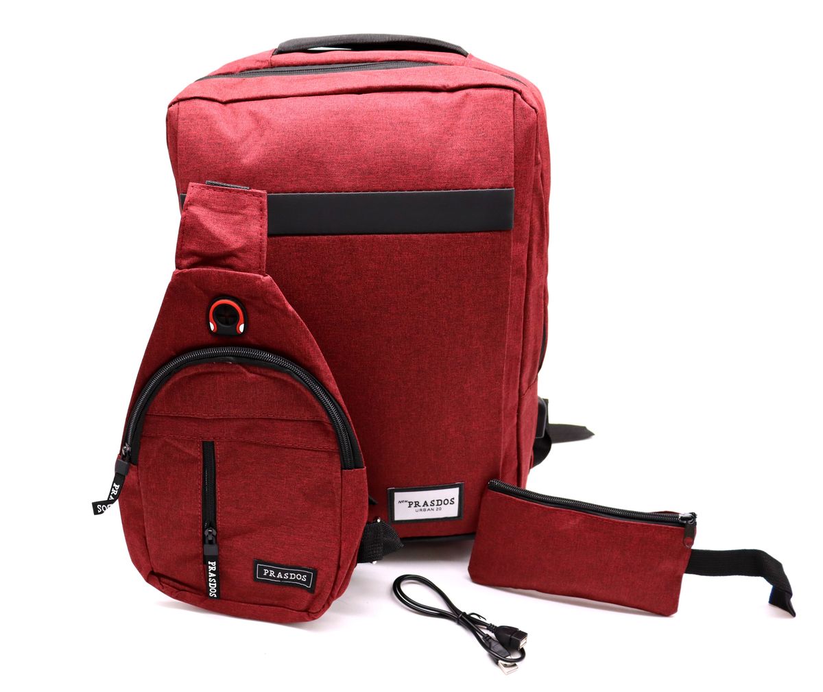 3 Piece Casual Laptop Backpack Bag with USB Charging Port Shop