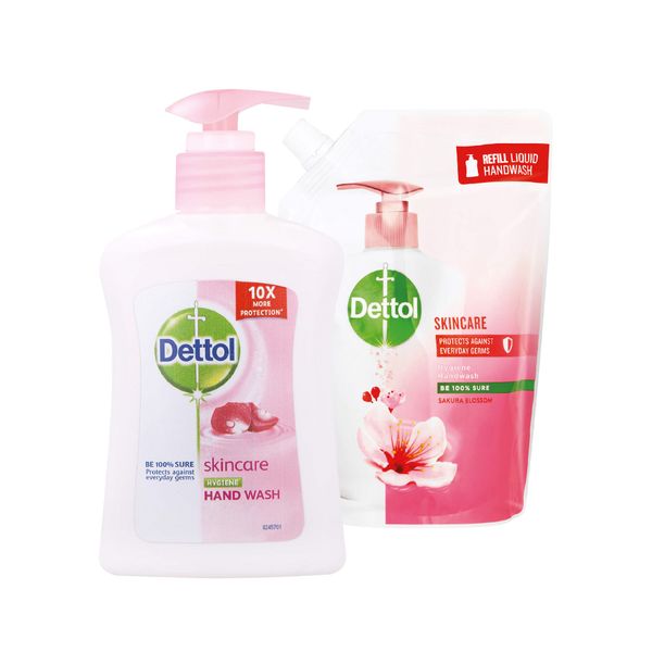 Dettol Liquid Hand Wash Pump 200ml &amp; Dettol Refill 500ml Skincare Bundle