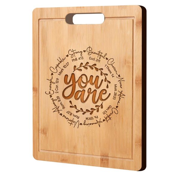 Bamboo Cutting Boards with Juice Groove for Kitchen Christian Kitchen Decor