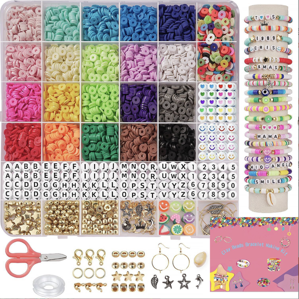 Assorted Clay DIY Beads Kit for Jewelry Making Bracelet Necklace Earrings