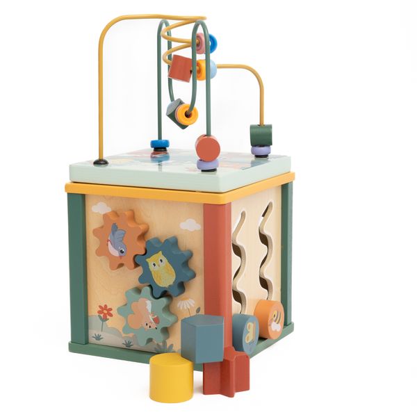 5-in-1 Wooden Activity Cube - Multi-Activity Toddler Toy