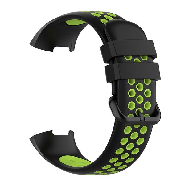 Breathable Silicone Strap Compatible with Fitbit Charge 3/4 -Black &amp; Yellow