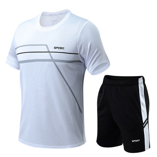 Short Sleeve Athletic T-Shirt &amp; Shorts Outfit Set for Exercise Training Gym