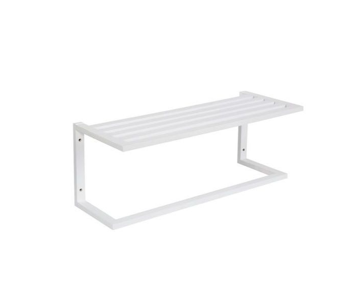 Lusso White Bamboo Wall Mount Towel Rail image