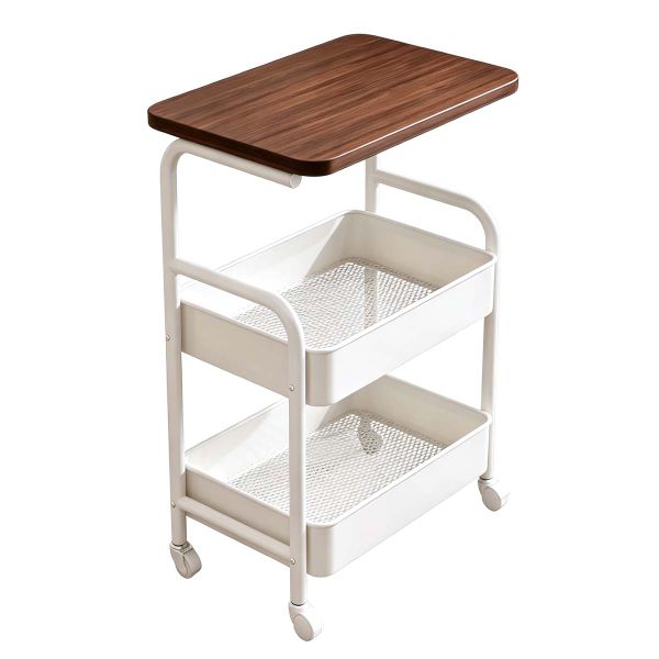 3 Tier Metal Rolling Cart Lockable Wheels Side Table Kitchen Home