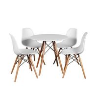 Round Table with 4 Chairs - White