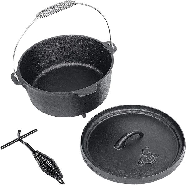 Dutch Oven Bread Pot - Black, Pre-Seasoned Heavy-Duty Pot