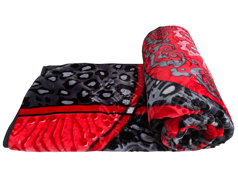 Azaz High Quality Reversible Blanket Red and Black Emboss 3kg