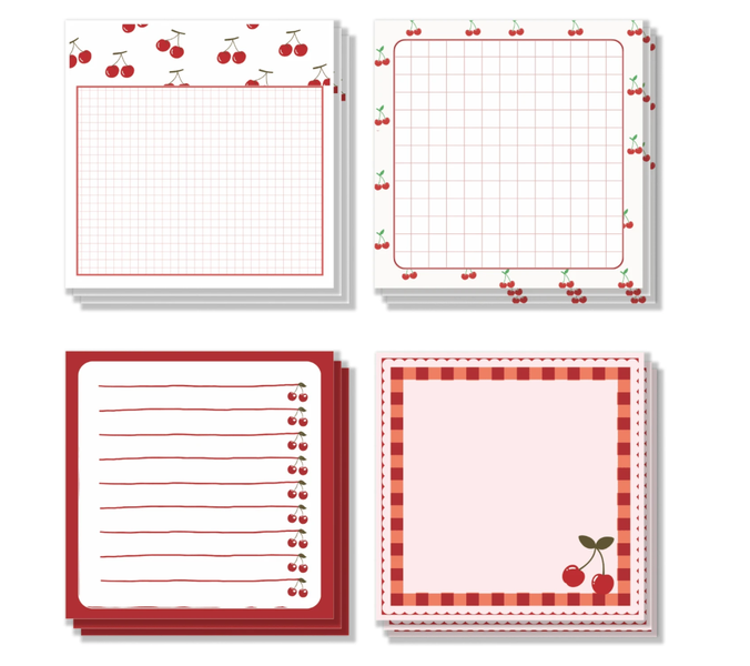 4 Pack Cherry Sticky Notes Pads
