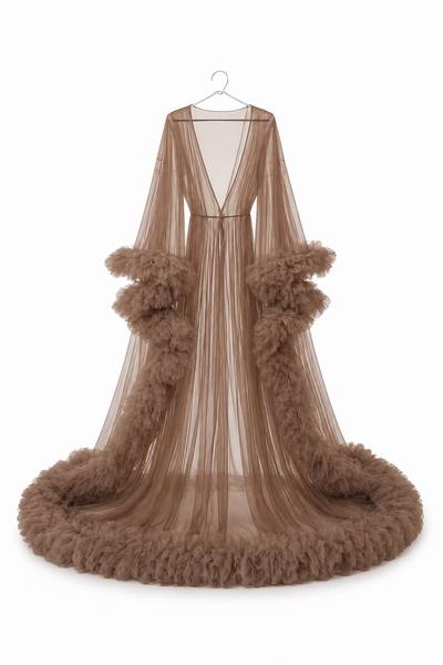 SUKARI - Tulle Ruffle Robe - Mocha Brown