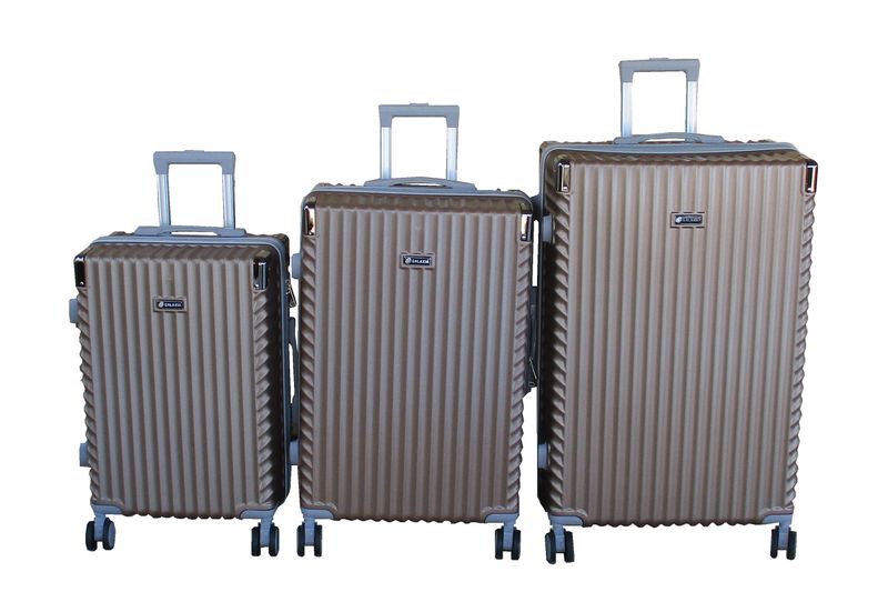 Durable ABS Luggage Set - Champagne/Bronze, Spinner Wheels - 3-Piece