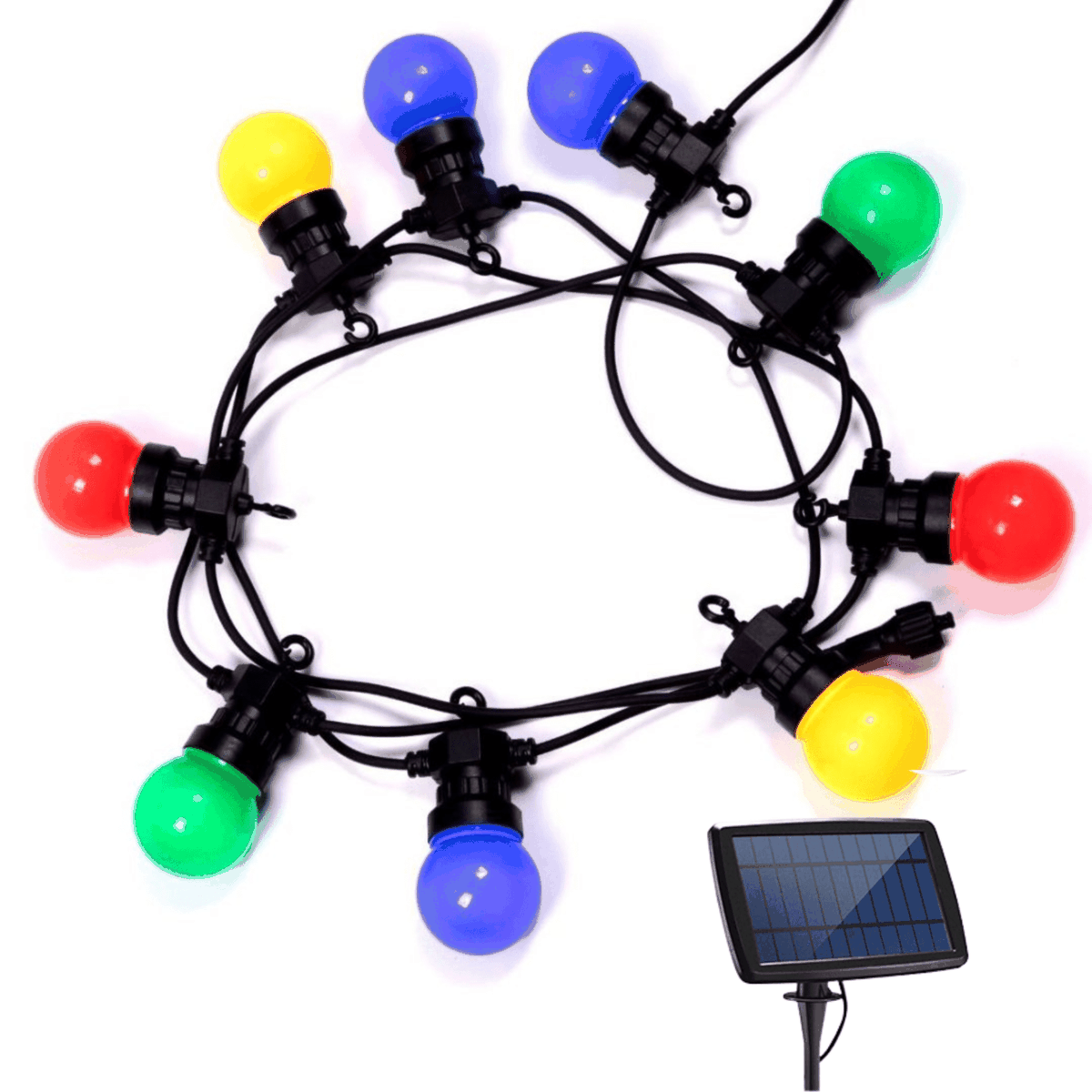 Stellar Lighting Solar 10 MultiColour LED Festoon Bulb String Lights