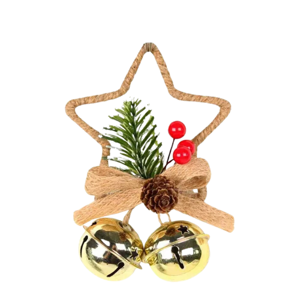 Christmas Five Pointed Star Bell - Gold